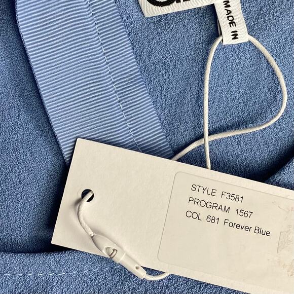 Ganni Crepe Balloon Sleeve Top in Forever Blue, Size 10 - Picture 10 of 13